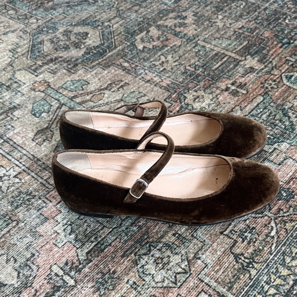 Il Gufo Brown Velvet Mary Jane Shoes